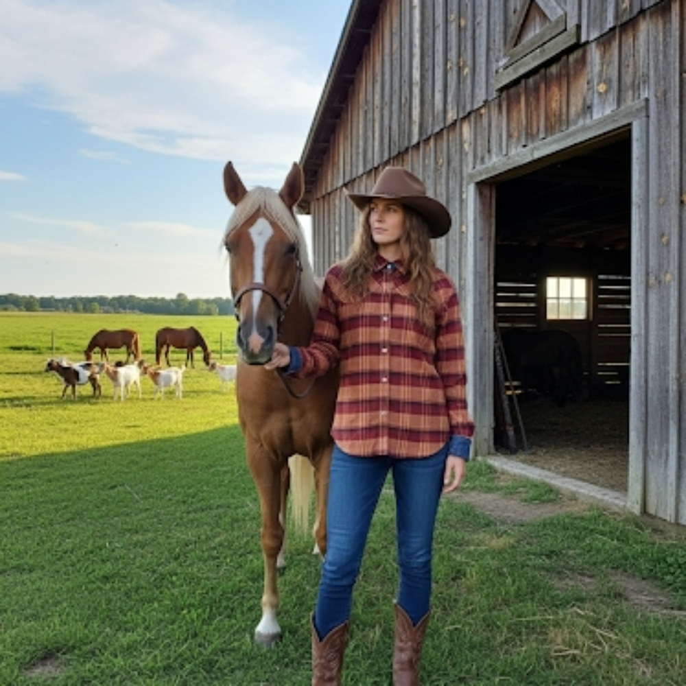 Wrangler Blues Women's Plaid Flannel Shirt Western Farm Country Cowgirl Rodeo L